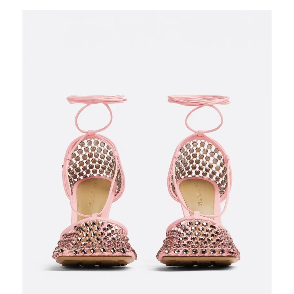BOTTEGA VENETA Stretch Sandal Web Sparkle Camellia Size 39 - Picture 3 of 16